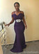 Purple Mermaid Off Shoulder Cheap Long Bridesmaid Dresses,WG1473
