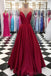 Simples vermelho escuro A-line Vestidos de baile de noite longa, vestidos baratos de baile de festa personalizada, 18589