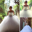 L'illusion splendide la longue manche le faux diamant perlé lace la robe de mariée de robe de boule, WD0200