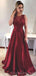 Maroon Jewel A-line Low Back Evening Prom Vestidos, Cheap Custom Sweet 16 Vestidos, 18470