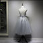 Σέξι Γκρι Φόρεμα Δαντελλών Χάντρες Homecoming Prom Φορέματα, Οικονομικά Σύντομο Κόμμα Χορό Γλυκό 16 Φορέματα, Τέλεια Homecoming Φορέματα Κοκτέιλ, CM344