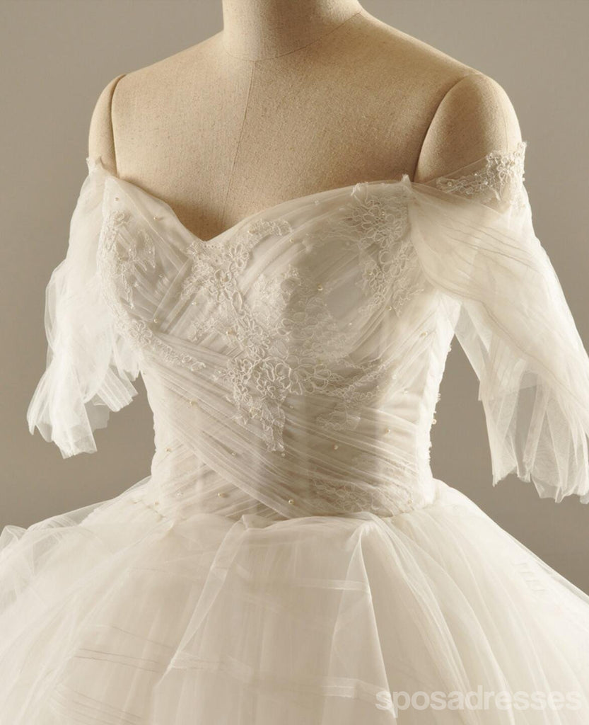 Uma Linha Tulle Wedding Dresses, 2017 Long Sleeve Custom Wedding Gowns, Affordable Bridal Dresses, 18003