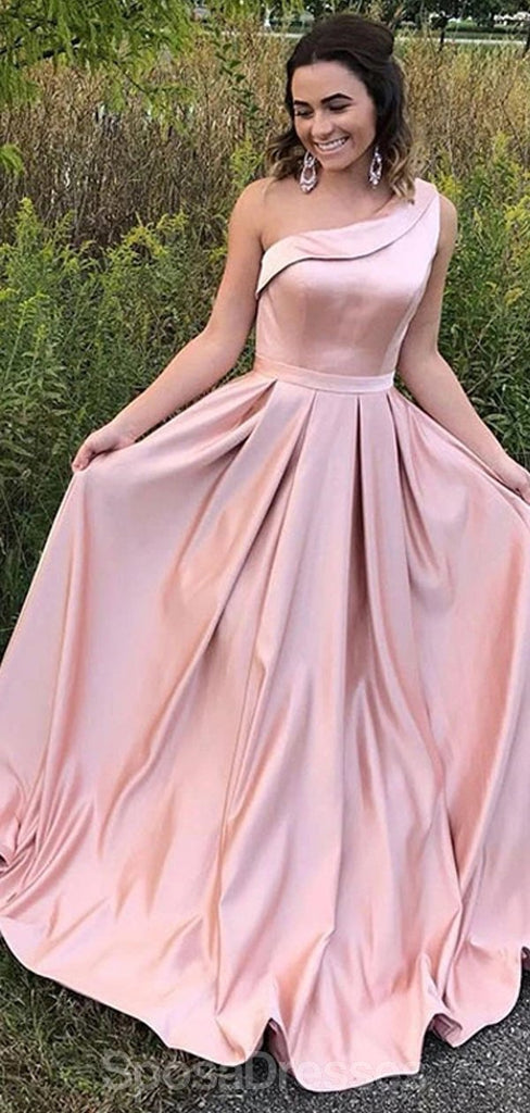 Um ombro blush rosa longo barato vestuário de formatura, vestidos de baile de festa da noite, 12333