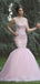 Hellrosa Flügelärmel Spitze Perlen Meerjungfrau Brautkleider Online, WD427