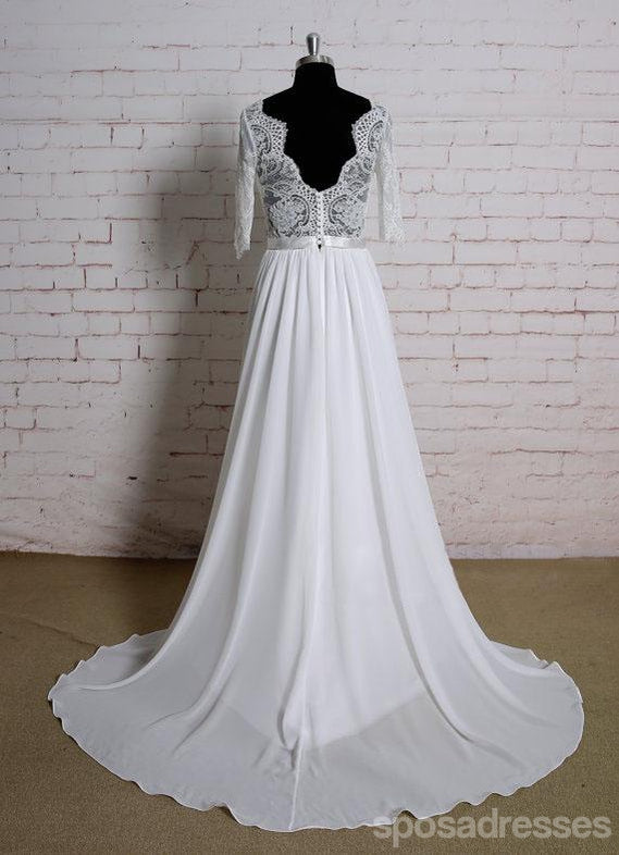 Robes de mariée pas chères en dentelle à manches longues en ligne, WD378