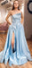 Longues robes de bal de soirée bon marché uniques bleu clair, robes de bal de soirée, 12340