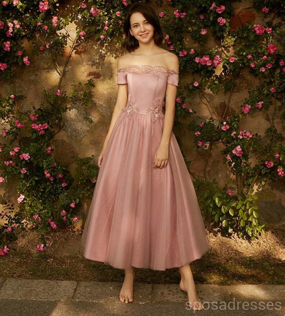 Σκονισμένο Ροζ Δαντελλών του Tulle Κοντές που δεν Ταιριάζουν Φθηνά Παράνυμφος Φορέματα σε απευθείας Σύνδεση, WG535