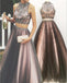 Sexy Two Pieces Uma Linha Beaded Evening Prom Dresses, Halter Long Tulle Party Prom Dress, 17085