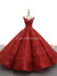 Κόκκινο λαιμόκοι με λαιμόκοψη Ball φόρεμα με βραδινά φορέματα, βραδινά φορέματα, 12264