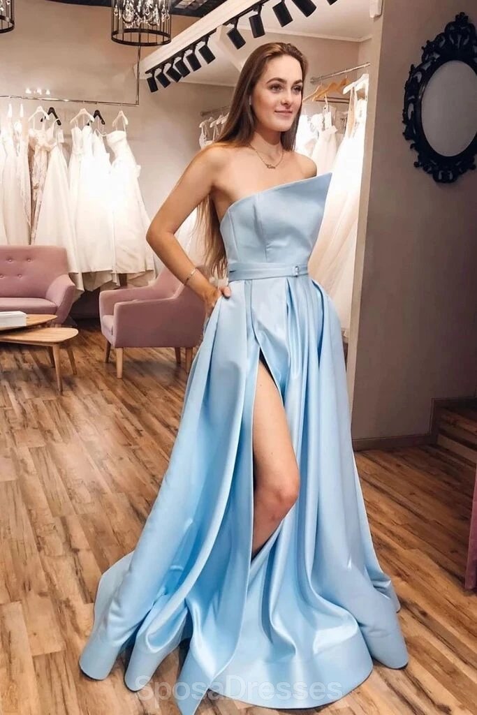 Φως Μπλε Μοναδική Φθηνά Μακρά Βραδινά Φορέματα Prom, Βράδυ Πάρτι, Φορέματα Prom, 12340