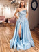 Φως Μπλε Μοναδική Φθηνά Μακρά Βραδινά Φορέματα Prom, Βράδυ Πάρτι, Φορέματα Prom, 12340