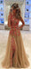 Sexy Fenda Lateral Lace Decote Colher Longa Noite Vestidos de Baile Popular Barato a Longo 2018 Festa Vestidos de Baile, 17312
