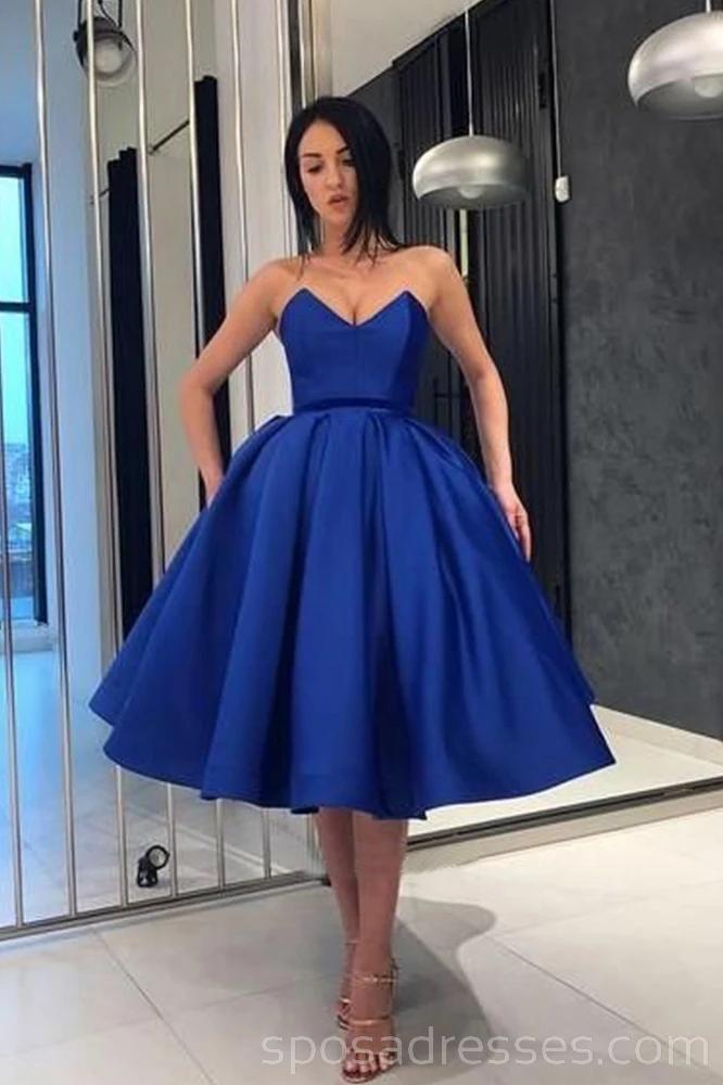 Strapless Blue Simple Cheap Homecoming Dresses en ligne, Cheap Short Prom Dresses, CM754