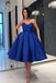 Strapless azul simples Homecoming barato vestidos on-line, barato curto vestidos de baile, CM754