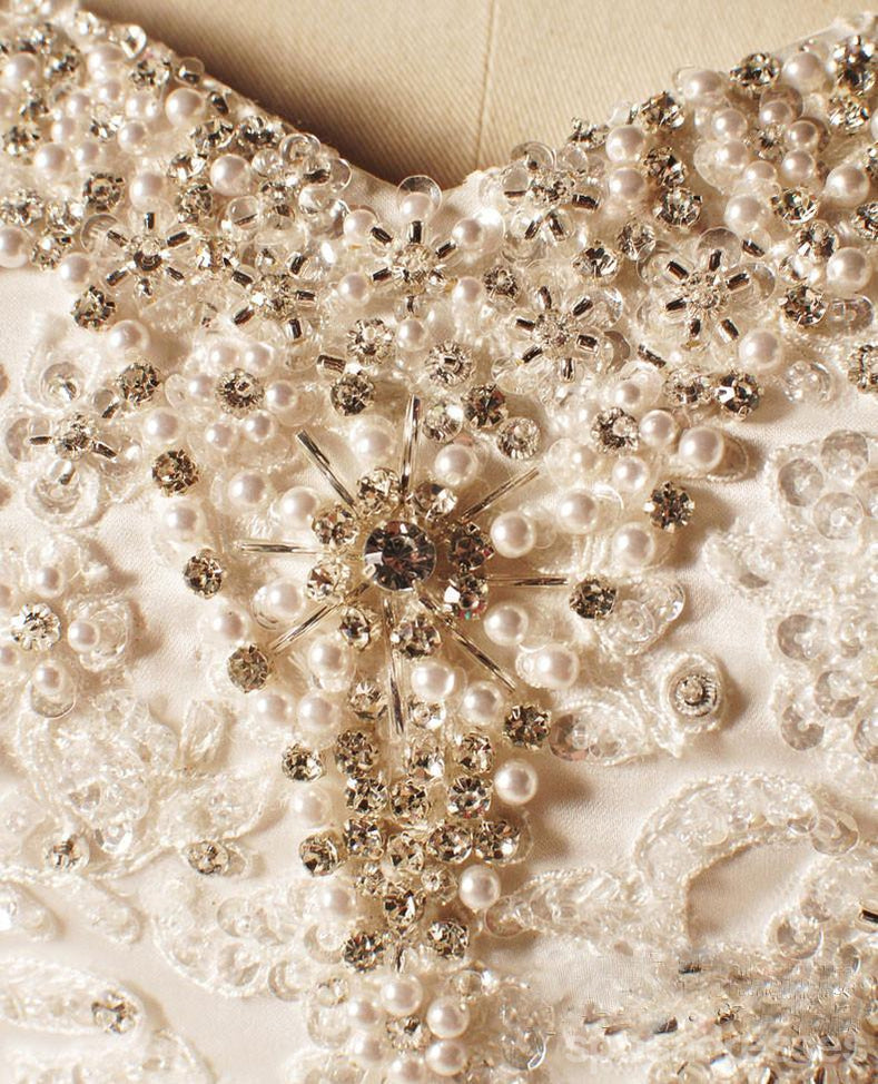 Trägerlosen Schatz Spitze Perlen eine Linie Brautkleider, Nach Maß Brautkleider, Günstige Brautkleider, WD216