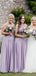 Lilac Lace Jewel Lange Brautjungfer Kleider Online, Billige Abendkleider, WG697