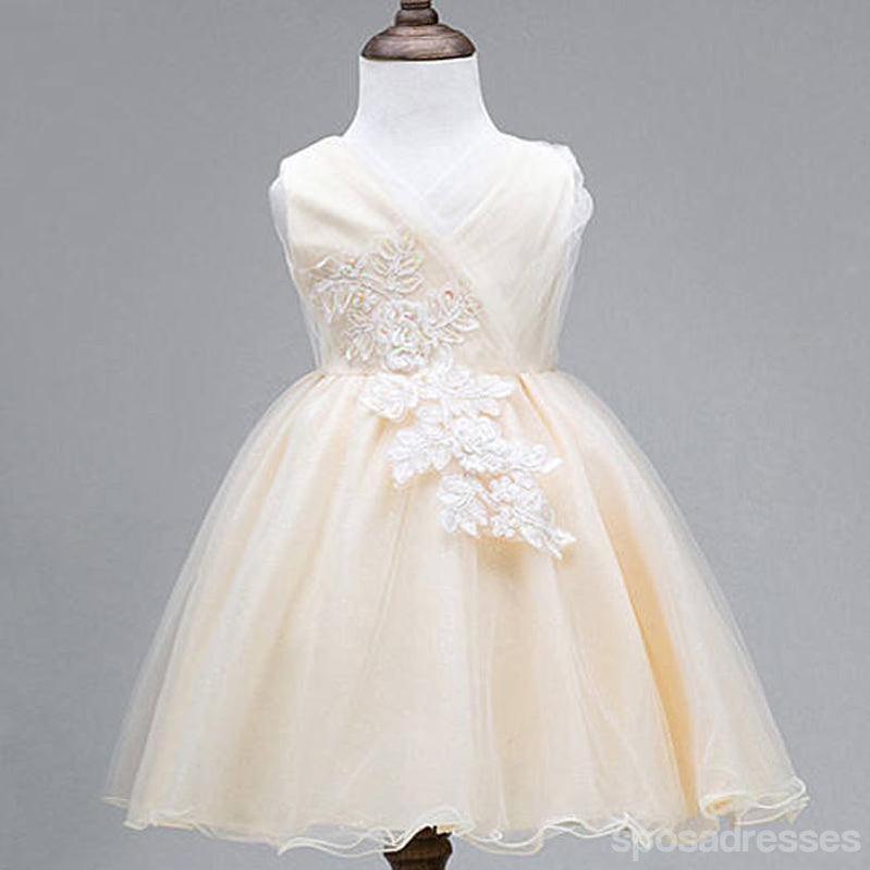 Δαντέλα Τούλι Χαριτωμένο Λουλούδι Κορίτσι Φορέματα, Όμορφη Προσιτή Σατέν Τοπ Μικρό Κορίτσι Φορέματα, FG035