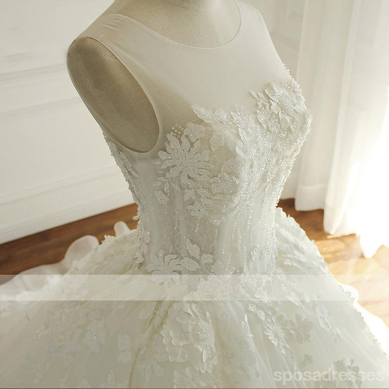 Luxueuse dentelle perlée une ligne robes de mariée de mariage, robes de mariée sur mesure, robes de mariée de mariage abordables, WD255