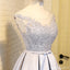 Scoop Necklie Δύο Strips Gray Lake Beaded Homecoming Prom Dresses, Affordable Short Party Prom Dresses, Perfect Homecoming Dresses, CM289