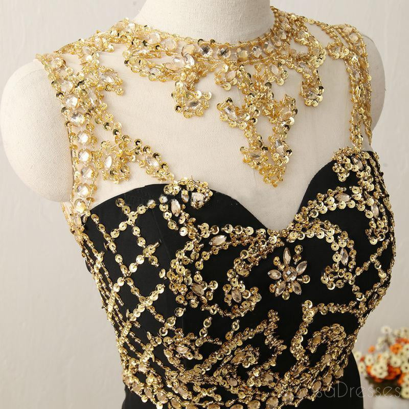 Μακριά Μαύρα Δείτε Μέσα Γοργόνα Χρυσό διακοσμημένο με Χάντρες το Βράδυ Φόρεμα Prom, Δημοφιλή Σέξι Κόμμα Φορέματα Prom, Συνήθεια Μακριά Φορέματα Prom, Φτηνές Επίσημα Φορέματα Prom, 17161