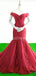 Off Shoulder Rot Meerjungfrau Abend Prom Kleider, Abend-Partei-Abschlussball-Kleider, 12266