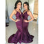 V-neck Purple Γοργόνα Φορέματα Παράνυμφος Φορέματα Online, WG623