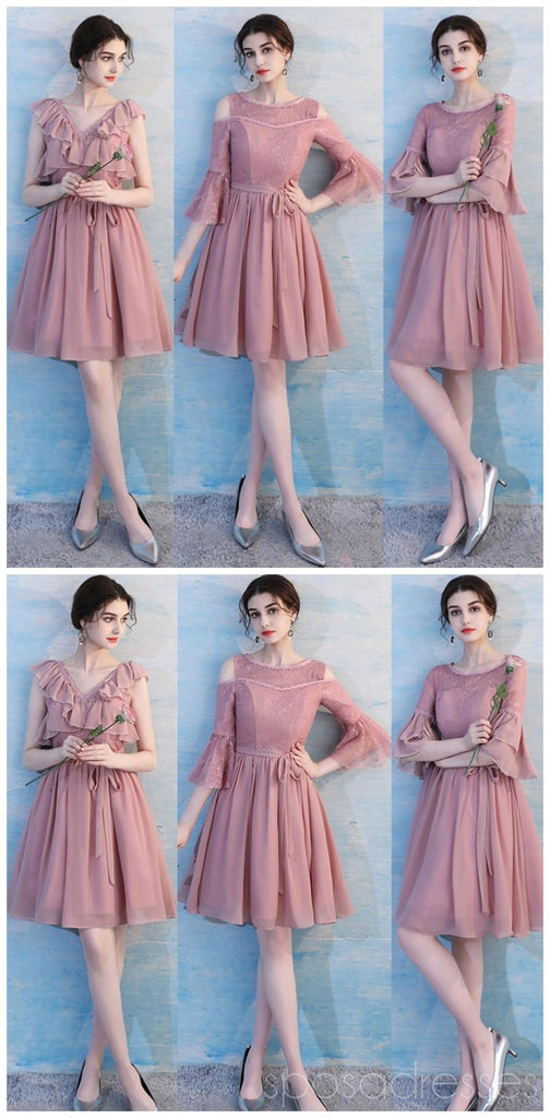Dusty Pink Chiffon Misapparié Simple Cheap Bridesmaid Dresses Online, WG513