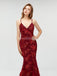 Sparkly Backless Red Sequin Γοργόνα Long Evening Prom Dresses, 17707