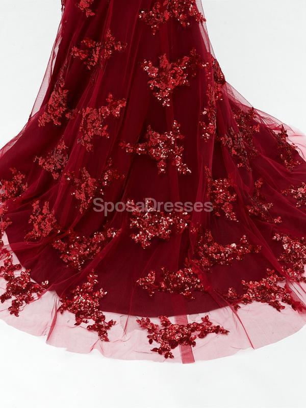 Sparkly sirène de paillette rouge dos nu longues robes de bal d'étudiants du soir, 17707