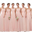 Rubor de gaze comprimento de soalho rosa dama de honra barata simples mal combinada veste-se online, WG520