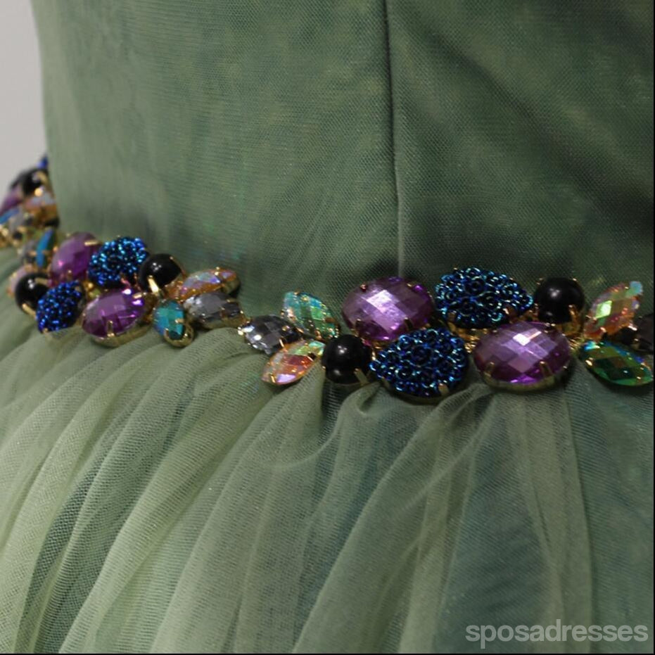 Simple Green Bretelles Perles Homecoming Robes de Bal Abordables de soirée Courte Dos de Corset Robes de Bal, Parfait Robes de bal, CM225