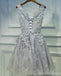 Δύο λουράκια με γκρι δαντέλα Beec Homecoming Prom, Προσιτά φορέματα με κοντό πάρτι Prom, Τέλεια φορέματα Homecoming, CM263
