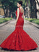 Une épaule robes de bal d'étudiants de soir de sirène de paillette rouges, robes de bal d'étudiants du parti du soir, 12267