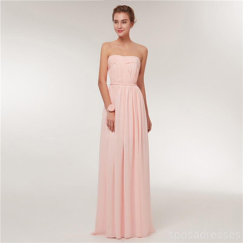Rubor de gaze comprimento de soalho rosa dama de honra barata simples mal combinada veste-se online, WG520