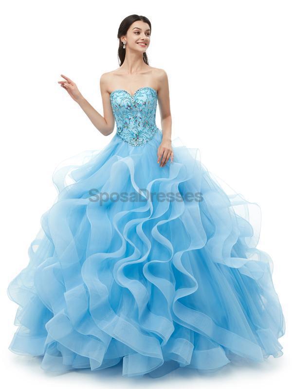 Queridinha Blue Heavy Beaded Quinceanera Dresses, Evening Party Prom Dresses, 12099
