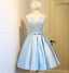 Scoop Neckline Deux Straps Lace bleue Voir à travers des robes de bal de retour à la maison, des robes de bal courte partie abordables, des robes de retour parfaites, CM290