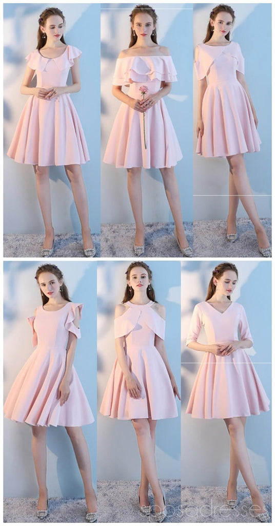 Blush rosa barato incompatível simples curto dama de honra vestidos on-line, WG516