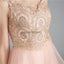 V Neck Peach A-line Gold Bodice Βραδινά Φορέματα Prom, Βραδινά Φορέματα Prom, 12120