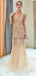 Von Schulternmeerjungfrauengold mit Perlen versehene Abendhigh-School-Ballkleider, Abendparteihigh-School-Ballkleider, 12060