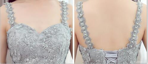 Mismatched Affordable Gray Lace Soft Tulle Lange Brautjungfer Dresses, Billig Brautjungfer Dresses, Erschwingliche Brautjungfer Kleider, BD015
