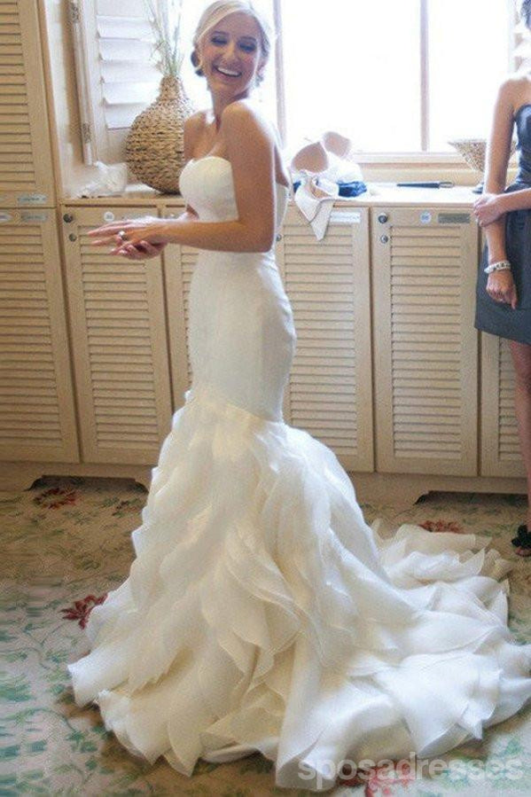 Organza Mermaid Wedding Dresses, 2017 Long Custom Wedding Dresses, Acessível Vestidos de noiva, 17110