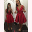 Vestidos de baile vermelhos simples curtos com decote em V simples com menos de 100, CM462