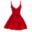 Vestidos de baile vermelhos simples curtos com decote em V simples com menos de 100, CM462