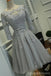 Μακρυμάνικα γκρι δαντέλα Κοντά φθηνά φορέματα επιστροφής Online, CM561