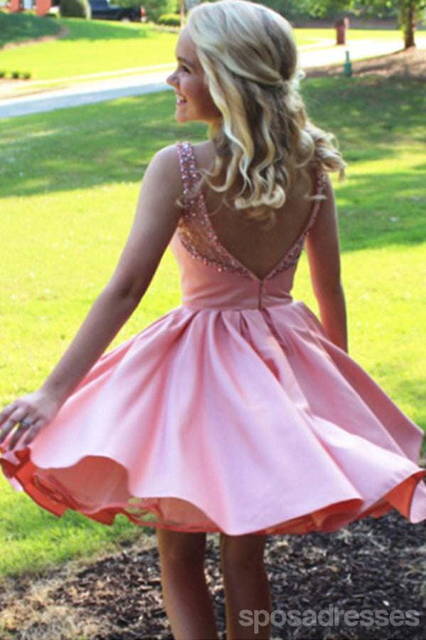 Pink Illusion Cute Pink Κοντά Φτηνά Homecoming Φορέματα Online, CM562