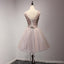 V ντεκολτέ ρουζ ροζ χάντρες Homecoming Φορέματα, προσιτές σύντομο Κόμμα κορσέ πίσω φορέματα Prom, τέλεια Homecoming Φορέματα, CM226
