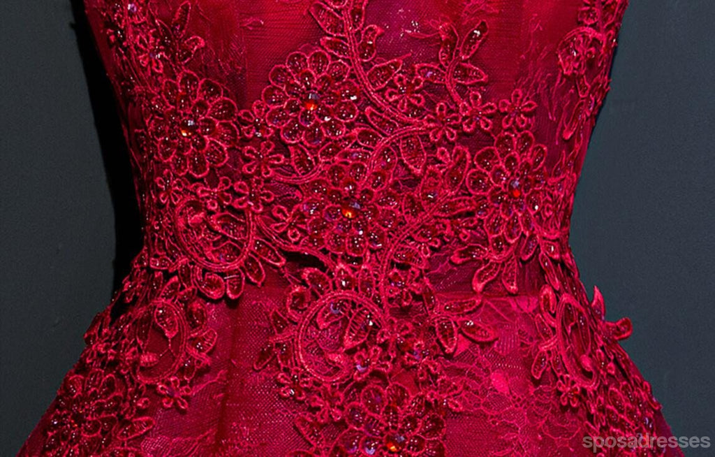 Deux Bretelles de Dentelle Rouge beaucoup de Perles Homecoming Robes de Bal bon marché Robes de bal, CM265