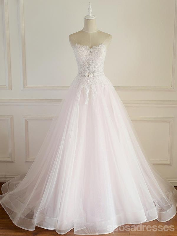 Στράπλες Απαλό Ροζ Μακρύ Προσαρμοσμένο Φτηνές Συνήθειας Γαμήλιων Φορεμάτων, WD308