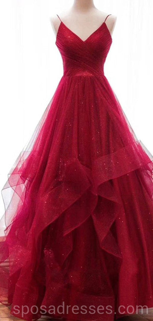 Sexy dos nu rouge scintillant longues robes de bal de soirée, robes de bal personnalisées à bas prix, 18587
