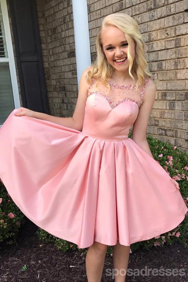 Ilusão-de-rosa Bonito Rosa Curto Vestidos de boas vindas baratos online, CM562